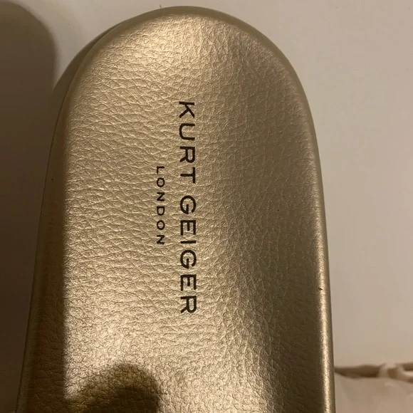 Kurt Geiger Gold Embellished Slide Sandals - Picture 3 of 4